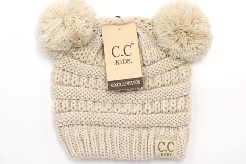 BABY Solid Double Pom CC Beanie