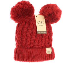 Load image into Gallery viewer, KIDS SOLID DOUBLE POM CC BEANIES