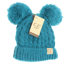 Load image into Gallery viewer, KIDS SOLID DOUBLE POM CC BEANIES