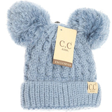 Load image into Gallery viewer, KIDS SOLID DOUBLE POM CC BEANIES