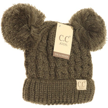 Load image into Gallery viewer, KIDS SOLID DOUBLE POM CC BEANIES