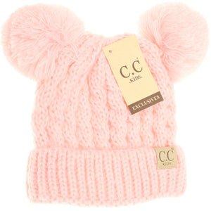 KIDS SOLID DOUBLE POM CC BEANIES