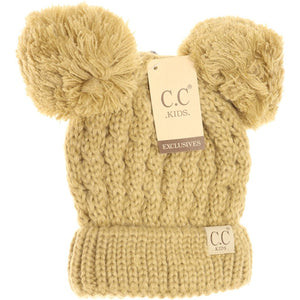 KIDS SOLID DOUBLE POM CC BEANIES