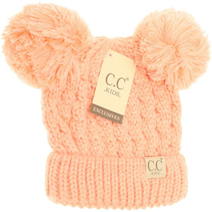 KIDS SOLID DOUBLE POM CC BEANIES