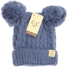 Load image into Gallery viewer, KIDS SOLID DOUBLE POM CC BEANIES