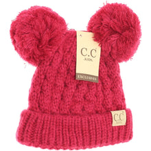 Load image into Gallery viewer, KIDS SOLID DOUBLE POM CC BEANIES
