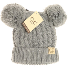 Load image into Gallery viewer, KIDS SOLID DOUBLE POM CC BEANIES