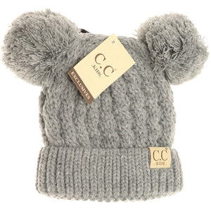 KIDS SOLID DOUBLE POM CC BEANIES