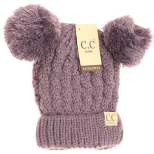 Load image into Gallery viewer, KIDS SOLID DOUBLE POM CC BEANIES